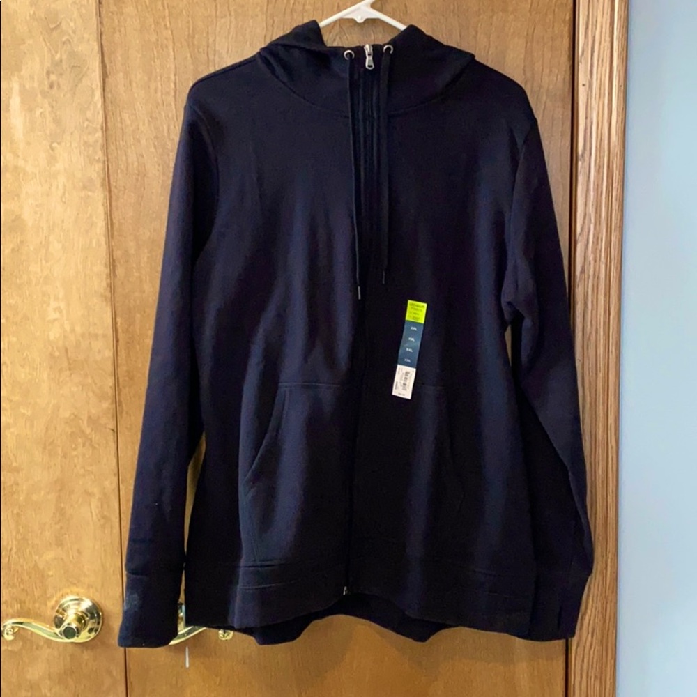 Black ultra soft fleece zip up hoodie